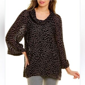 Tommy Bahama velvet Burnout Silk Top blouse sheer witchy whimsigoth Tropanimal S